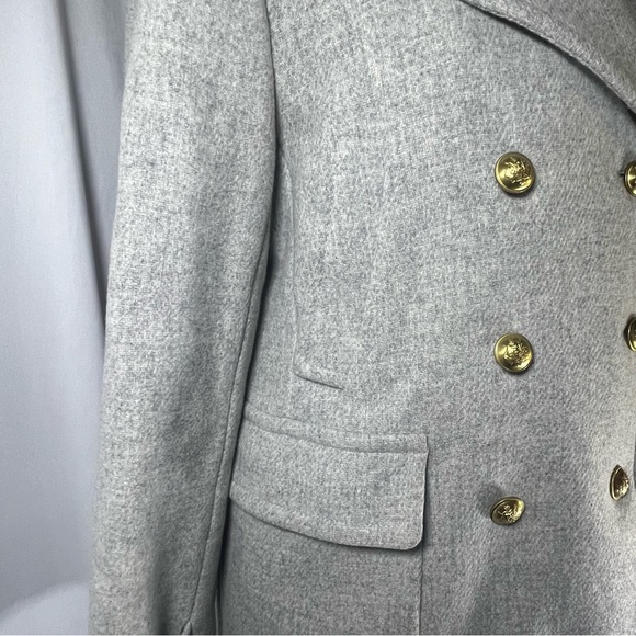 J. Crew Double Breasted Stadium Cloth by Nello Gori Pea Coat Light Gray Size 14 - Picture 5 of 11